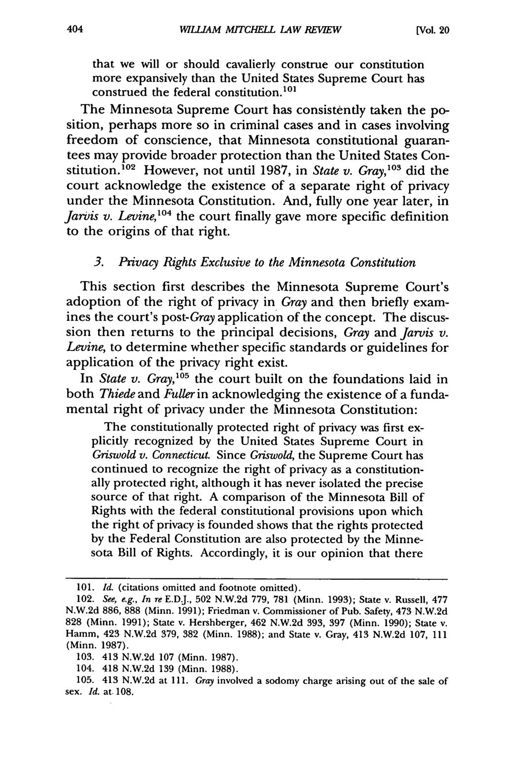 William Mitchell Law Review, Vol. 20, Iss. 2 [1994], Art. 6 http://open.