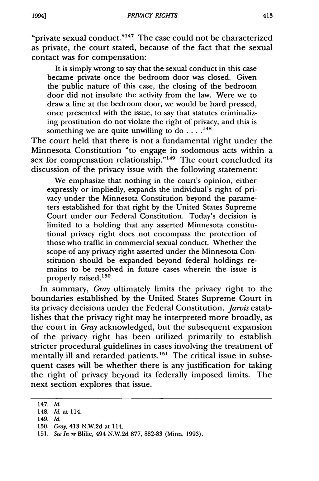 Steenson: Fundamental Rights in the "Gray" Area: The Right of Privacy under Published