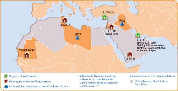 OHCHR in the field: Middle East and North Africa Type of presence Country offices Regional offices and centres Human rights components in UN Peace Missions Location OO Mauritania OO State of