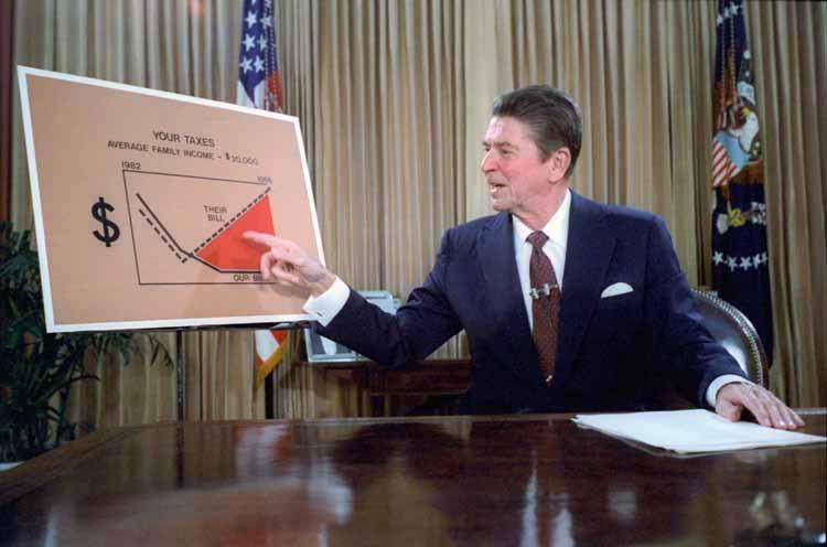Reaganomics President Reagan s economic policies 3 parts budget cuts, tax cuts, &