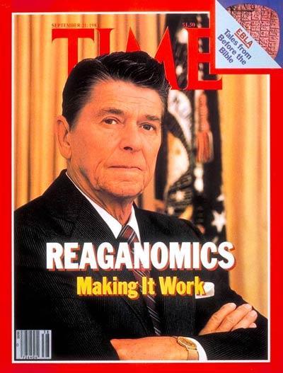 Reaganomics Sometimes called the theory of Supply-side economics. Rests on the assumption that if taxes are reduced, people will work more and have more money to spend, causing the economy to grow.