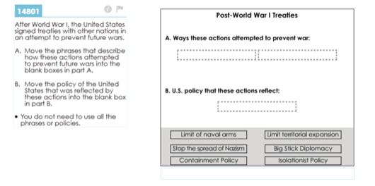 Question 1 14801 Points Possible: 2 Course: American History Content Statement: After WWI, the United States pursued efforts to maintain peace in the world.