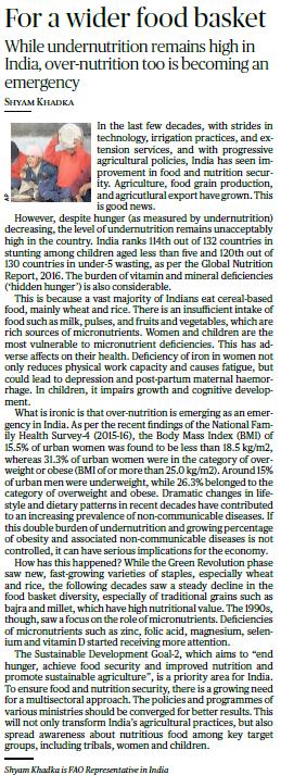 *India ranks 114th out of 132 countries in stunting among children aged less than five and 120th out of 130 countries in under-5 wasting, as per the Global Nutrition Report, 2016.
