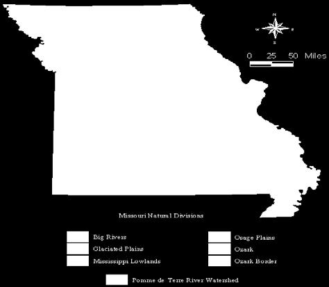 extending from southwest Missouri
