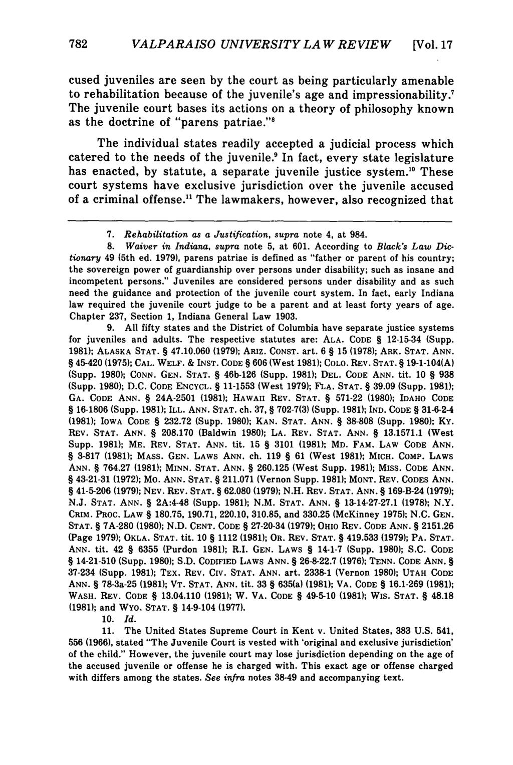 Valparaiso University Law Review, Vol. 17, No. 4 [1983], Art. 9 782 VALPARAISO UNIVERSITY LA W REVIEW [Vol.