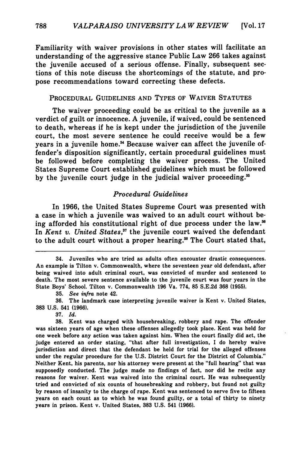 Valparaiso University Law Review, Vol. 17, No. 4 [1983], Art. 9 788 VALPARAISO UNIVERSITYLAWREVIEW [Vol.