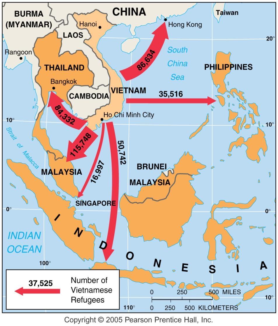 Fig. 3-11: Many Vietnamese fled by sea as refugees after the war with the U.