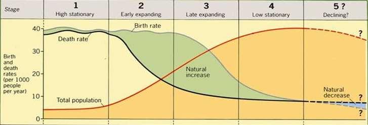 4. DEMOGRAPHIC TRANSITION MODEL (DTM) Population & Migration BASICS OF THE DTM Explains and predicts changes in population growth Also - migration, fertility, development, industrialization,