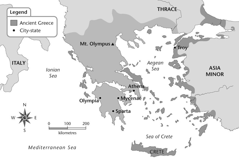 25. Use the following map of Ancient Greece to answer the next questions Daniel studied the map of Ancient Greece and made some observations about what he saw.