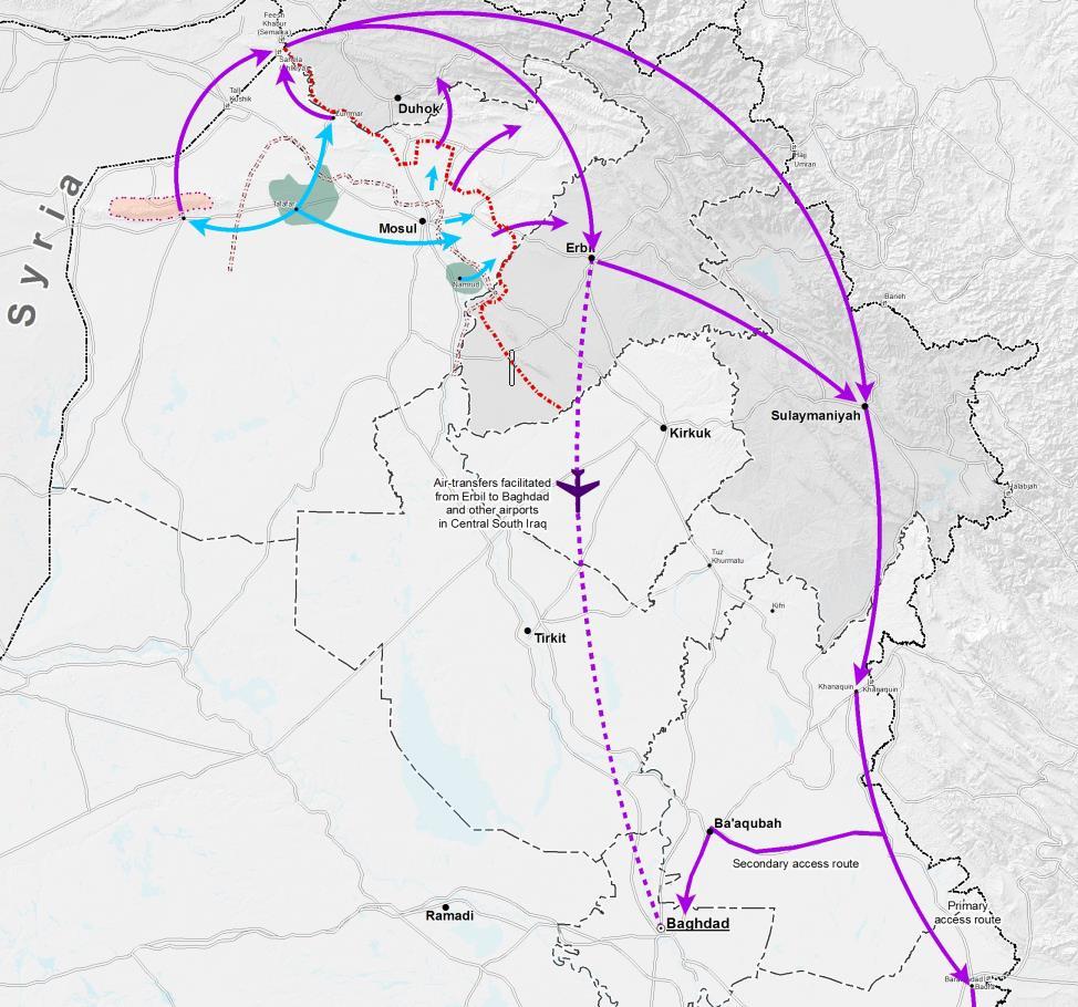 OVERVIEW The takeover of the city of Mosul on 6 June by Armed Opposition Groups (AOGs), and intense fighting in Tal Afar on 16 June displaced an estimated total of more than 500,000 people.