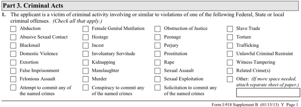 This list is not an exclusive list and USCIS will consider substantially similar criminal