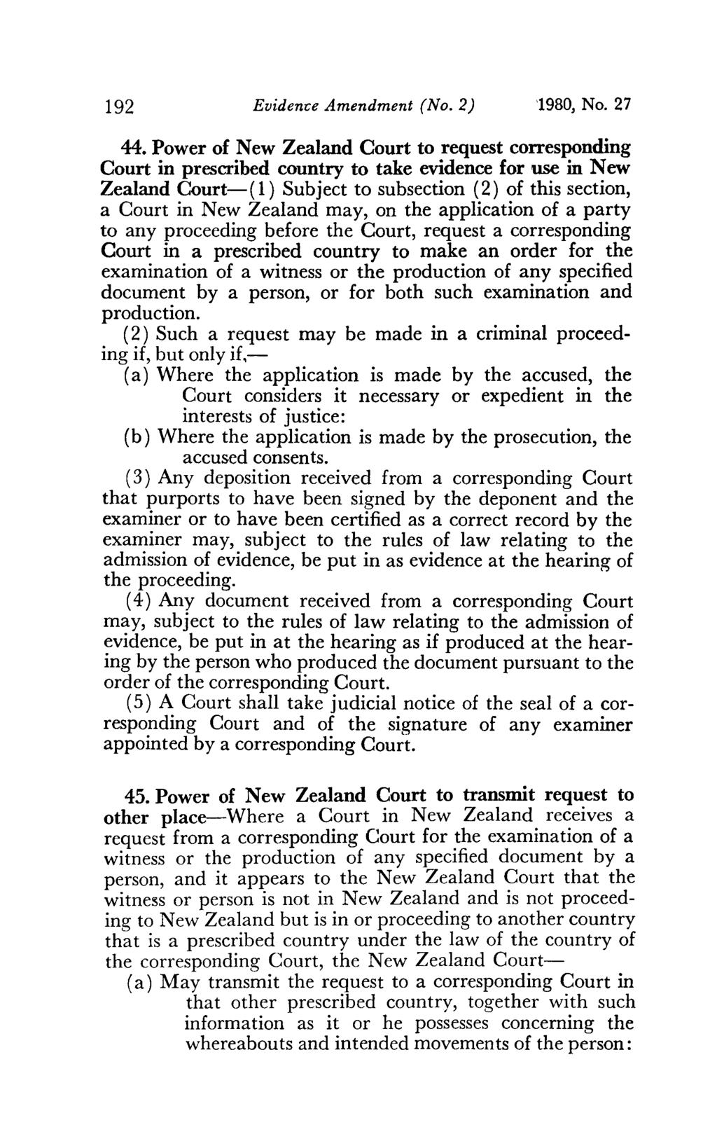 192 Evidence Amendment (No. 2) '1980, No. 27 44.