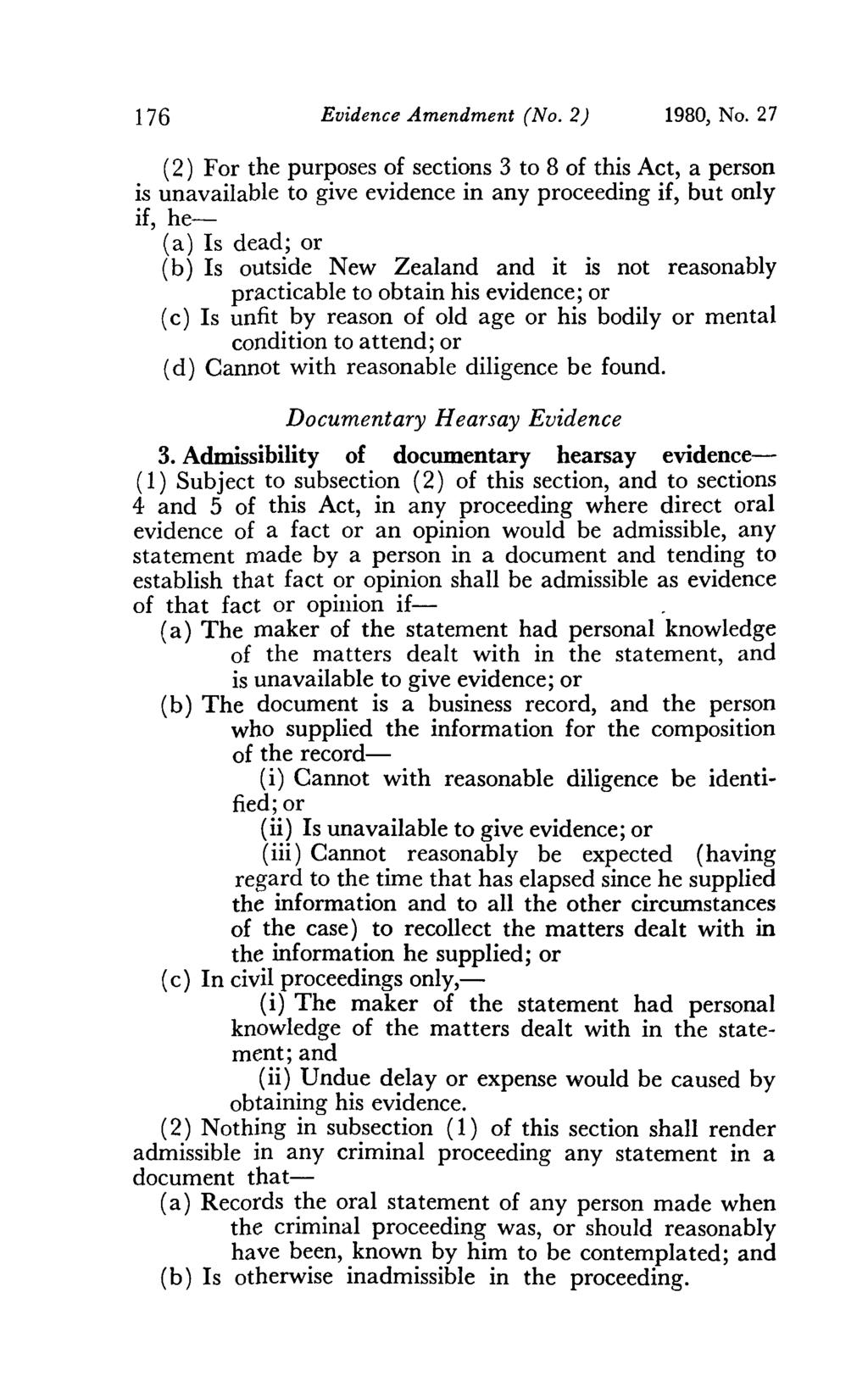 176 Evidence Amendment (No. 2) 1980, No.