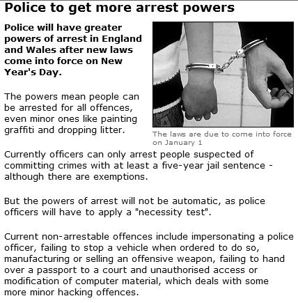 Key Power to Arrest: Arrest without a Warrant This is the most commonly used power. It is a statutory power and comes from: s.24 PACE 1984 as amended by s.