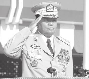 You must always continue to Commander-in-Chief of Defence Services Senior General Than Shwe taking salute of cadet battalions.