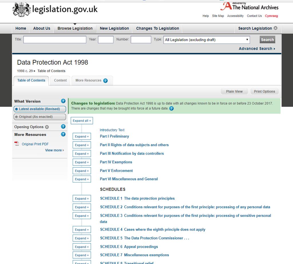 GENERAL DATA PROTECTION REGULATION (GDPR) BACKGROUND AND INFORMATION SOURCES (Continued) Also, 27 National Legislations to be considered And the UK? See : http://www.legislation.gov.