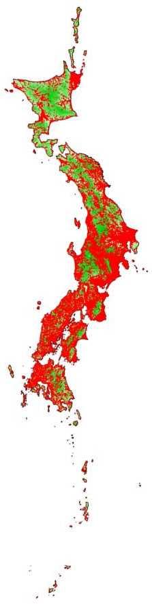 Areas vulnerable to Natural Disasters in Japan Source:MLIT Flood Mudslide,