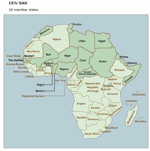 Page 25 1 Community of Sahel Saharan States (CEN SAD) create new map CEN SAD was established on 4 February 1998 following a Conference of Leaders and Heads of States held in Tripoli (Great Jamahriya).