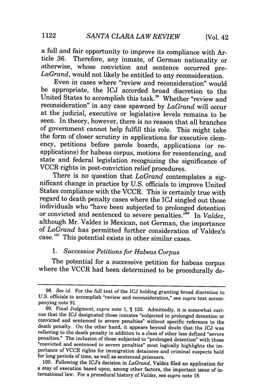 1122 SANTA CLARA LAW REVIEW [Vol. 42 a full and fair opportunity to improve its compliance with Article 36.