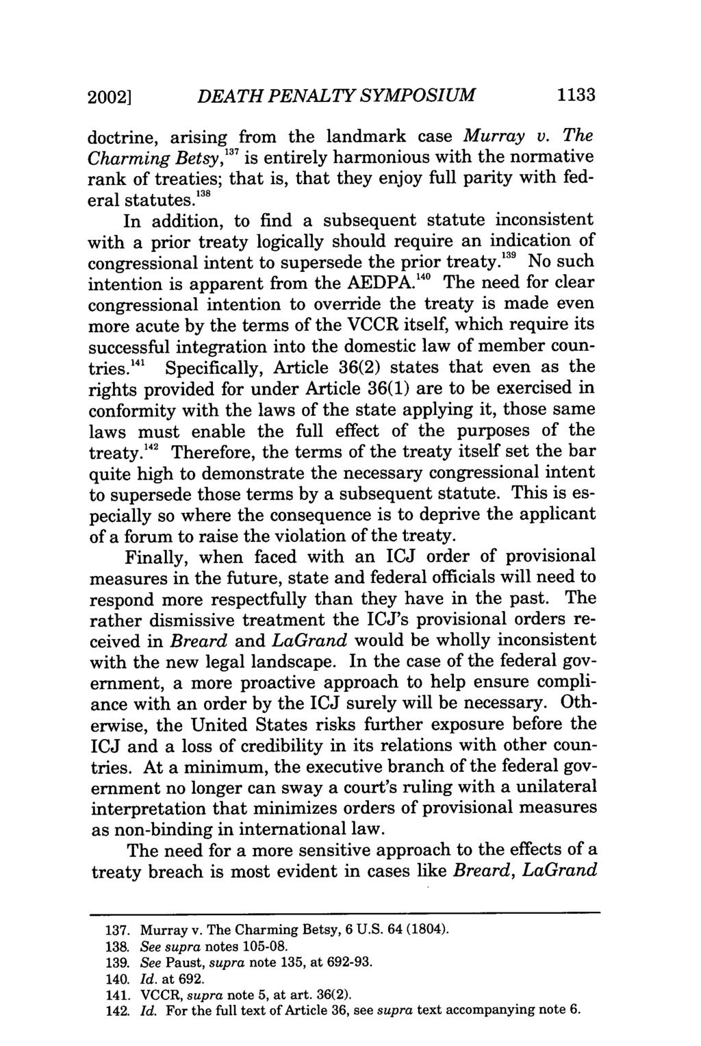 2002] DEATH PENALTY SYMPOSIUM 1133 doctrine, arising from the landmark case Murray v.