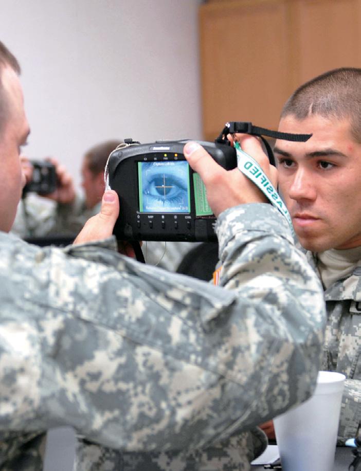 ABOVE: Iris scanning during a biometrics course at the Joint Readiness Training Center.