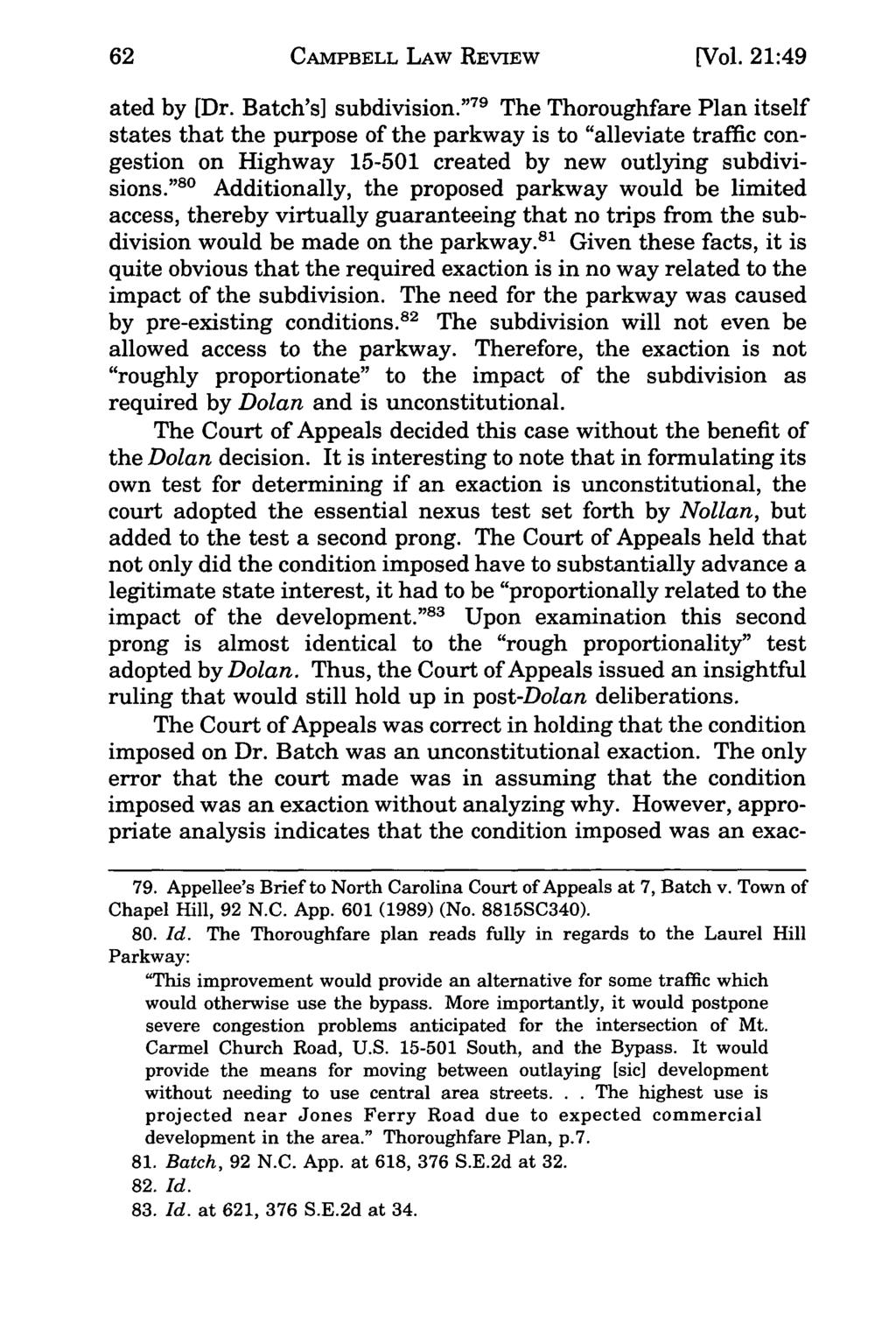 Campbell CAMPBELL Law Review, LAW Vol. REVIEW 21, Iss. 1 [1998], Art. 5 [Vol. 21:49 ated by [Dr. Batch's] subdivision.