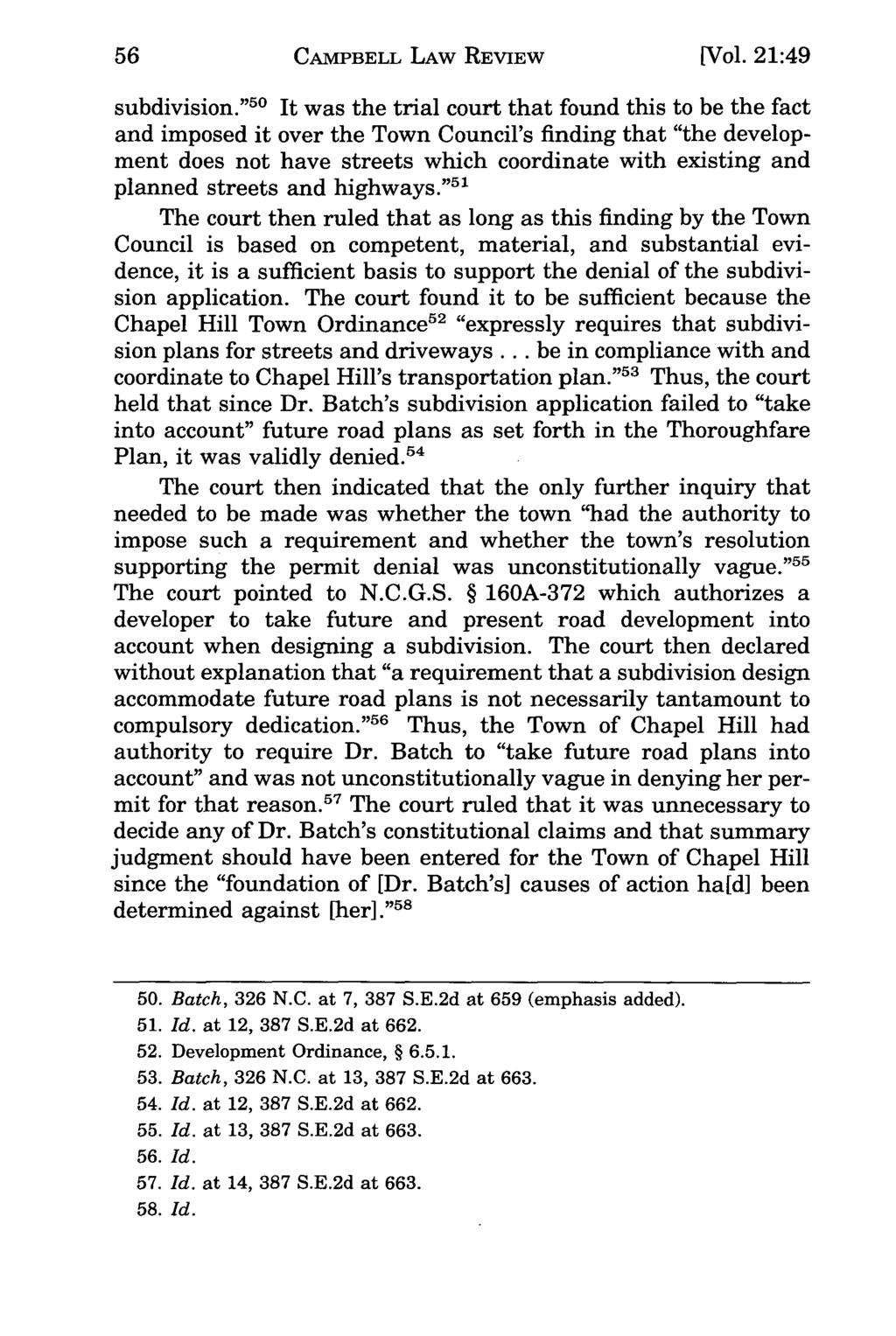 Campbell CAMPBELL Law Review, LAW Vol. 21, REVIEW Iss. 1 [1998], Art. 5 [Vol. 21:49 subdivision.