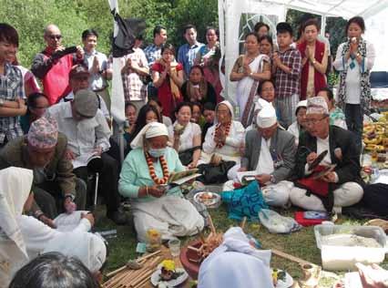 Members of the Limbu ethnic group, from far eastern Nepal, who are followers of the Satyahangma