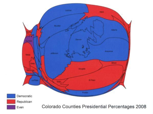 COLORADO COUNTIES EXPLODED BY TWENTY- YEAR VOTING PATTERN County votes for president, U.S. senator, and governor of Colorado from 1989 to 2008.