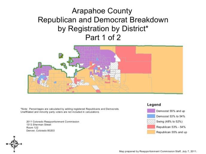 A COUNTY IN TRANSITION A somewhat even balance of Democratic and Republican voters makes Arapahoe County a competitive county.