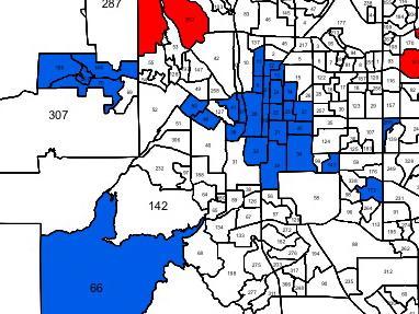 BLUE COLORADO SPRINGS Democratic strength is concentrated around