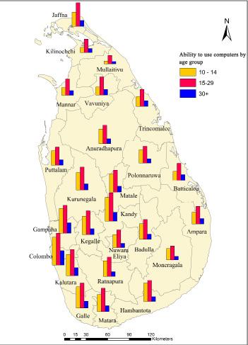 Figure 39: Literacy in languages by sex and age group - 2012 Percentage 100 75 80 78 80 82 79 Literacy in Sinhala language is highest among Sri Lankans (80 percent) followed by English literacy (31