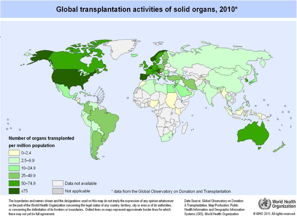 Global Transplantation Activities of Solid Organs WHO, Global