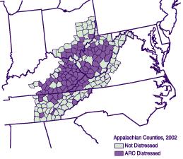 FIGURE 3.3 ARC Designated Distressed Counties Source: Appalachian Regional Commission.