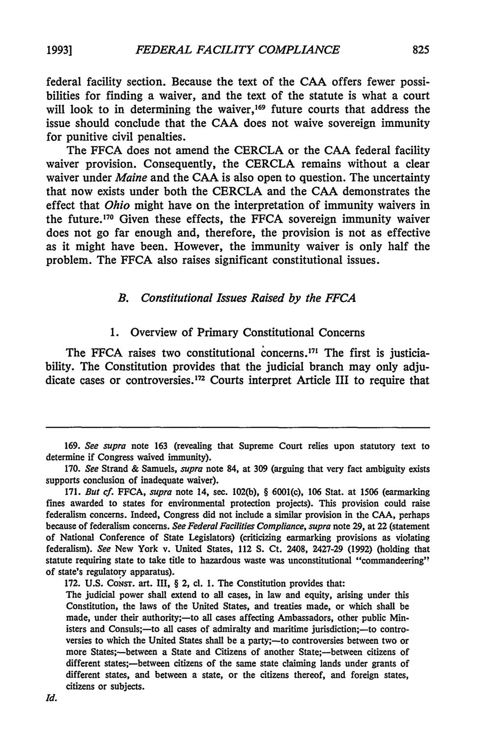 1993] FEDERAL FACILITY COMPLIANCE federal facility section.