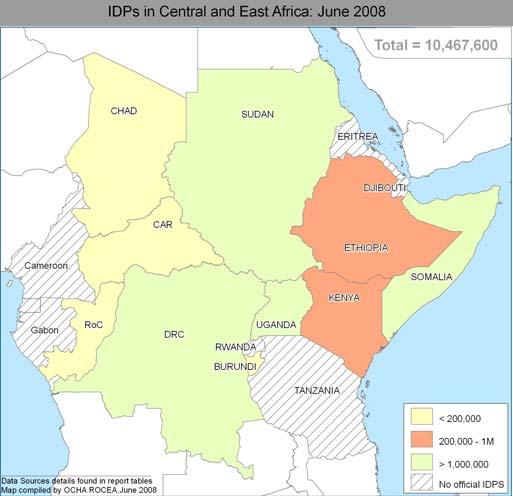 IDPs Context/Summary Cont d CEA Countries with below 4, IDPs Planning figure COUNTRY Causes of Displacement December 27 21 Burundi 1, 1, 22 Insecurity arising out of previous ethnic tensions, in