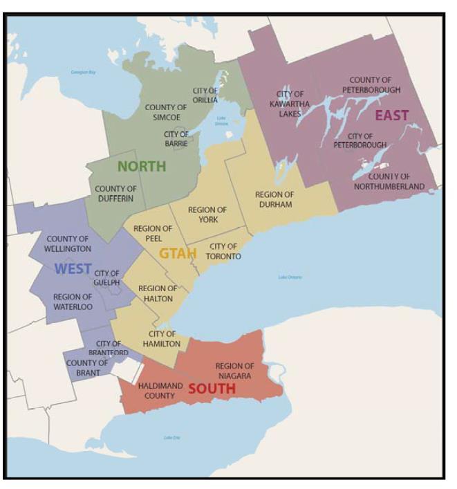 Map 1: Map of Greater Golden Horseshoe Including Outer Ring Sub-Forecast Areas Source: Hemson Consulting Ltd., Greater Golden Horseshoe Growth Forecasts to 2041, November 2012, pp. 12 1.