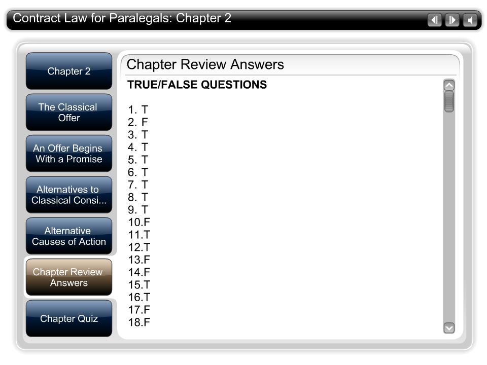 Chapter Review Answers Tab Text TRUE/FALSE QUESTIONS 1. T 2. F 3.