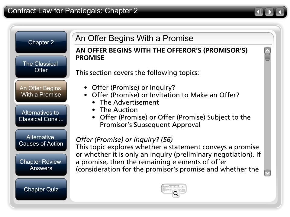 An Offer Begins With a Promise Tab Text AN OFFER BEGINS WITH THE OFFEROR S (PROMISOR S) PROMISE This section covers the following topics: Offer (Promise) or Inquiry?