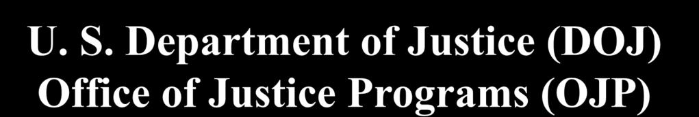 U. S. Department of Justice (DOJ) U.S. Department of Justice (DOJ) Office of Justice Programs (OJP) Office of Justice Programs (OJP) Provides federal leadership in : Developing