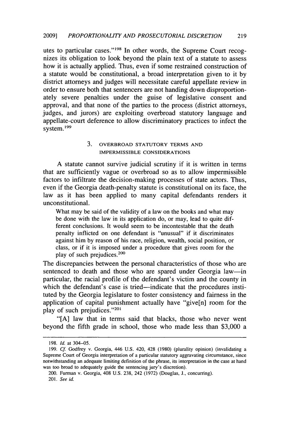 2009] PROPORTIONALITY AND PROSECUTORIAL DISCRETION 219 utes to particular cases.