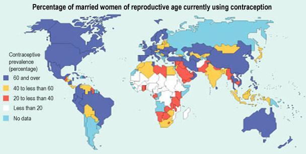 FEMALE CONTRACEPTIVE USE Use of birth control is lowest in Africa