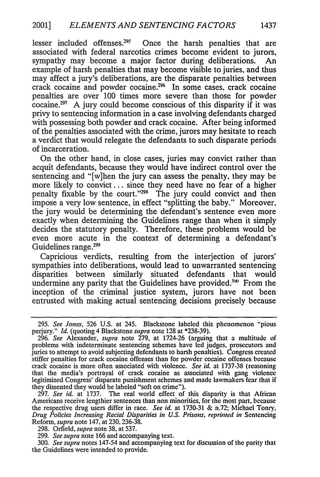 2001] ELEMENTS AND SENTENCING FACTORS 1437 lesser included offenses.
