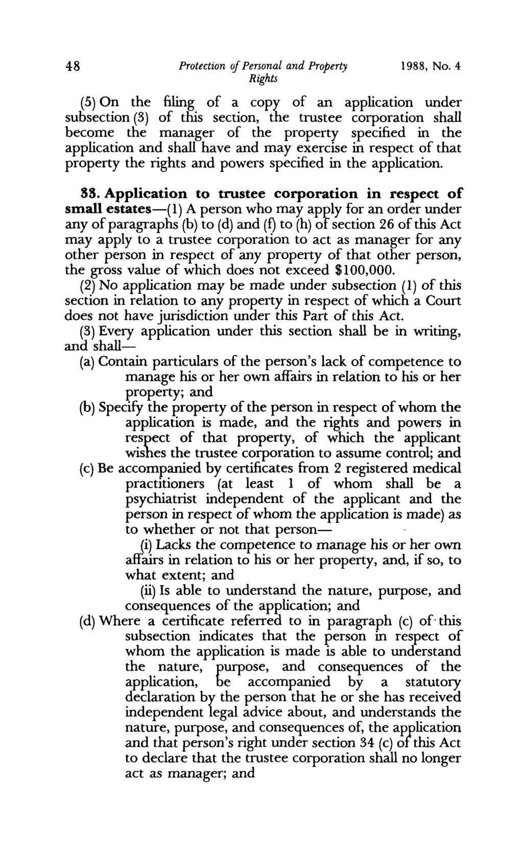 48 Protection of Personal and Property 1988, No.
