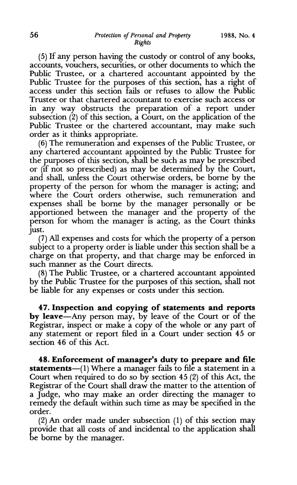 56 Protection of Personal and Property 1988, No.