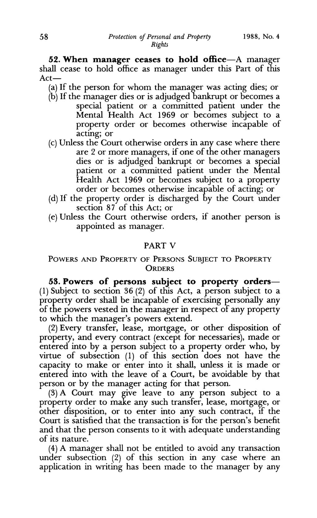 58 Protection 0/ Personal and Property 1988, No. 4 52.