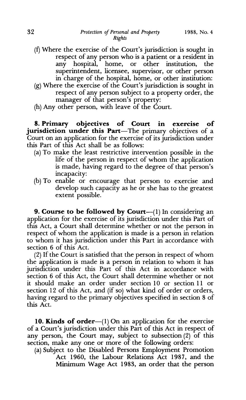 32 Protection of Personal and Property 1988, No.