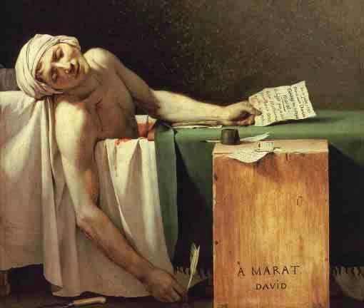 However, the artist succeeded in painting a moving portrayal of Marat s death. In Marat s hand is a letter from his assassin, Charlotte Corday.