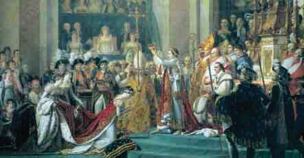 The coronation This painting shows Napoléon crowning his wife Joséphine empress after crowning himself emperor, while behind him the pope and clergy look on.