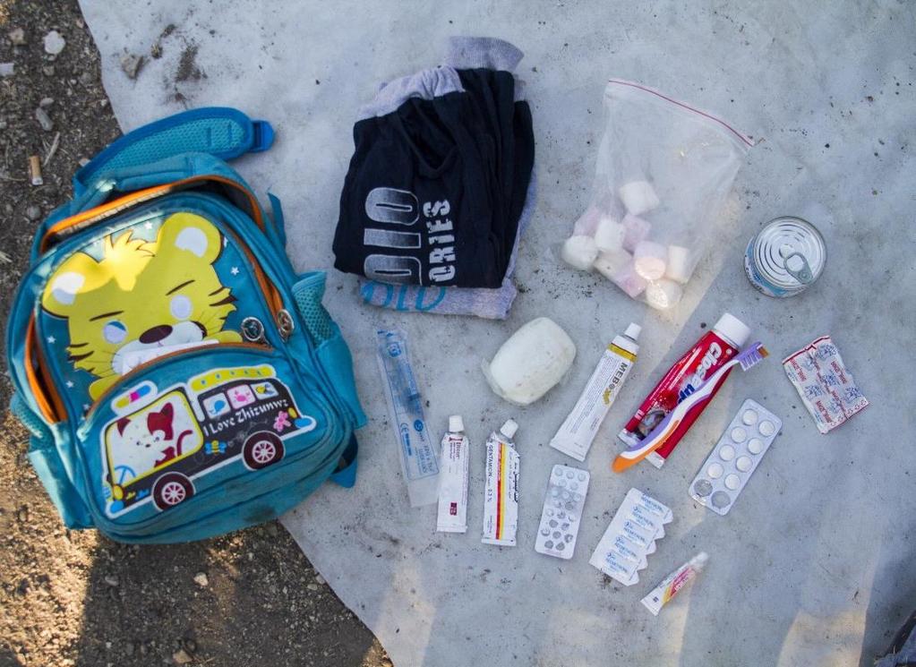 Activity 2: Observe photos - The REAL backpack of Child Refugee (10 minutes) Omran (6 years old) From: Syria In his backpack: 1 pair of pants, 1 shirt A syringe for emergencies, bandages, medicine